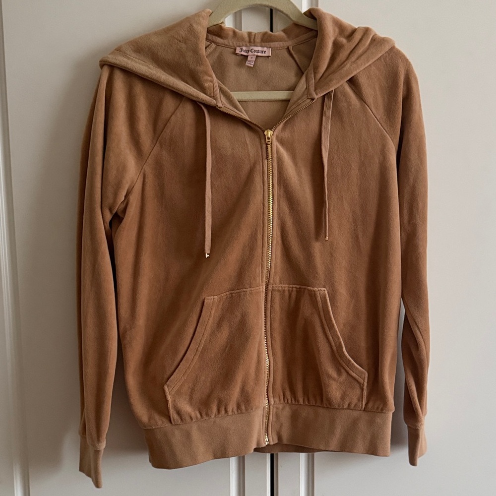 Tan Juicy couture velvet small Zip-Up Hoodie